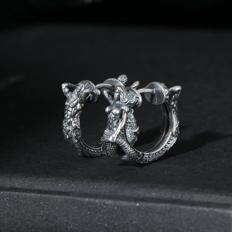 925 Sterling Silver Dragon Hoop Earrings for Protection & Strength