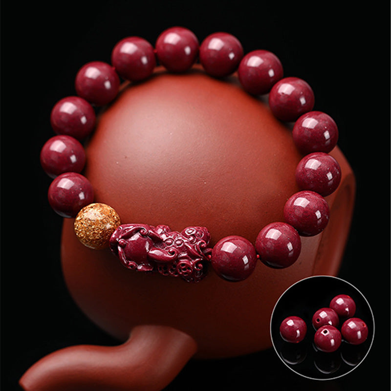 8mm Cinnabar Pixiu Calm Bracelet for Wealth & Luck