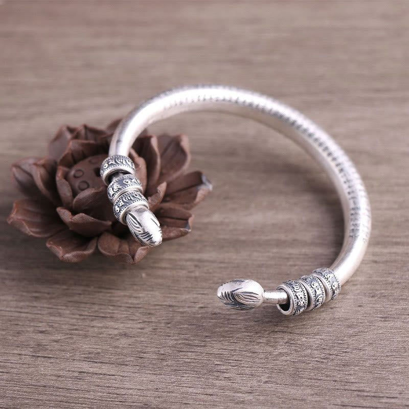 999 Sterling Silver Om Mani Padme Hum Peace Bracelet Bangle