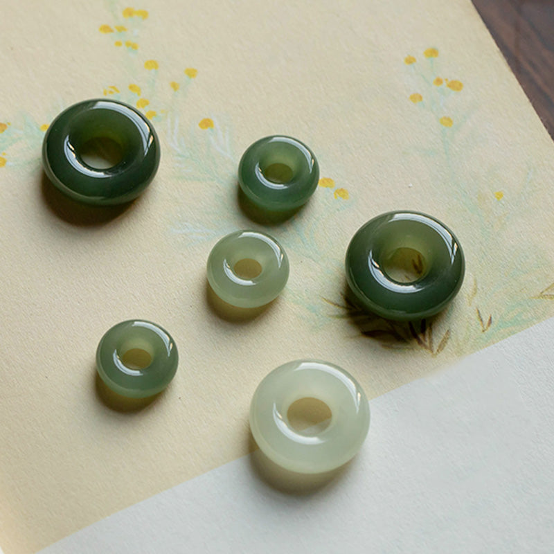 Collier de paix en jade naturel et jade cyan de 14 mm pour la chance et l'abondance