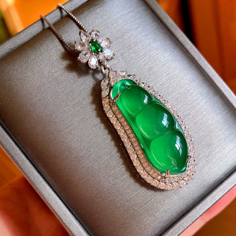 Cyan Jade Luck Necklace Pendant for Success & Healing