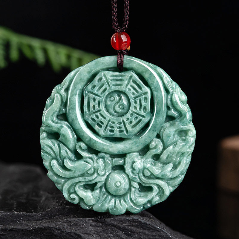 Collier Dragon Yin Yang en Jade pour l'équilibre et la prospérité