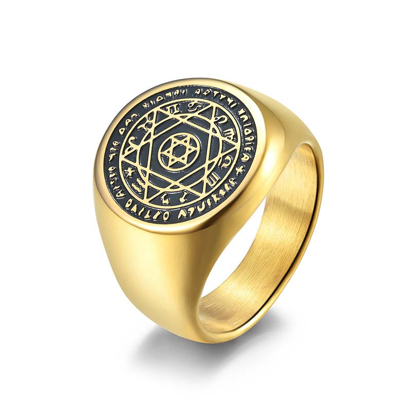 Bague de protection du zodiaque étoile de David en acier titane