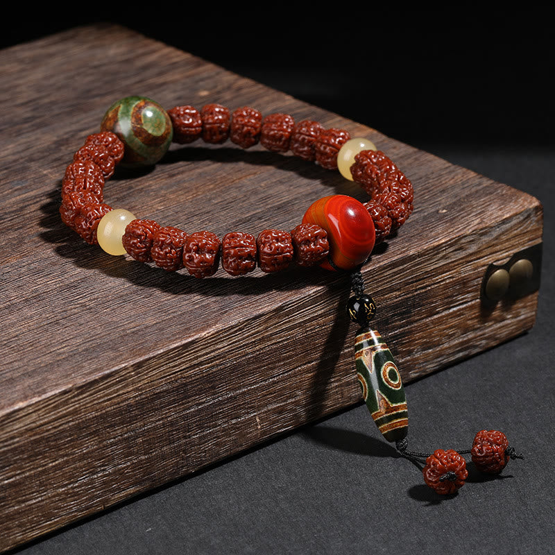 Unisex Rudraksha Bodhi Seed Dzi Bead Bodhi Seed Mala Bracelet
