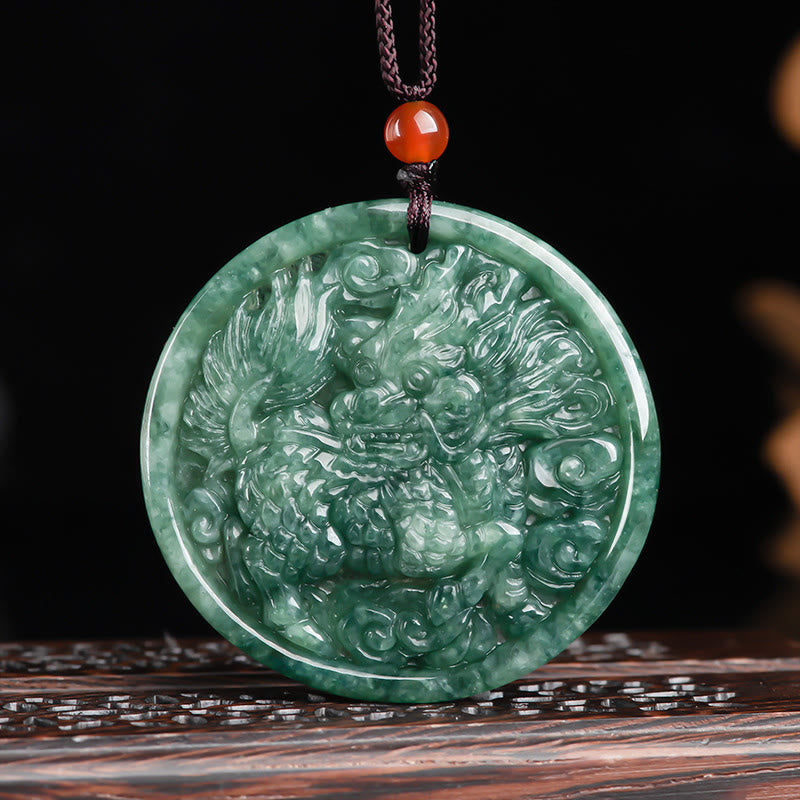 Collier Kirin Abondance en jade naturel | Prospérité et chance