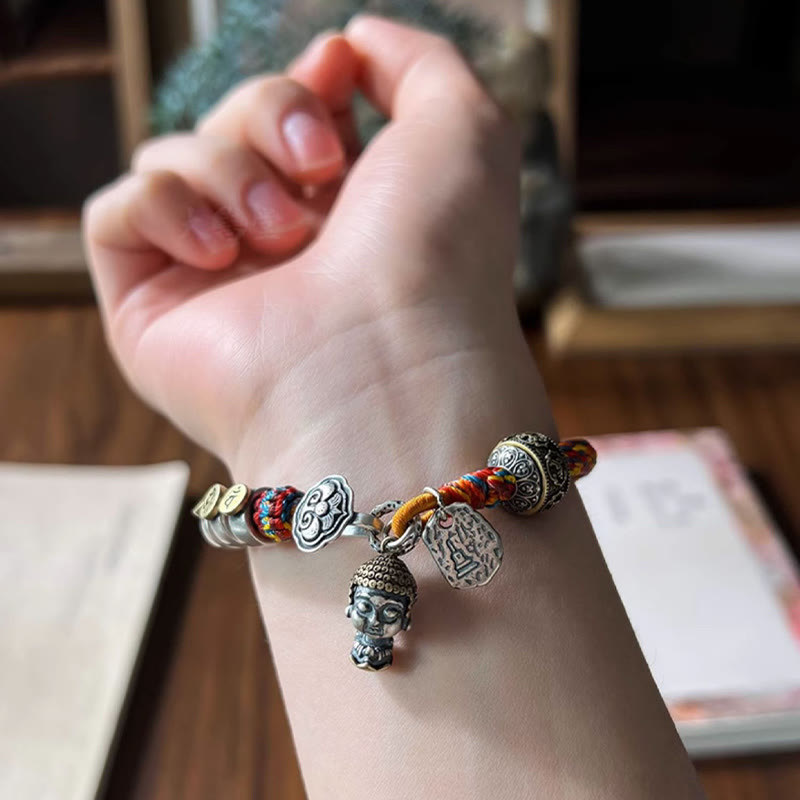 Chinese Zodiac Silver Rope Bracelet for Wealth & Protection