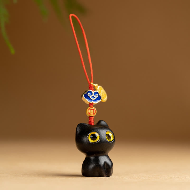 Porte-clés de protection en bois de santal rouge et ébène à petites feuilles