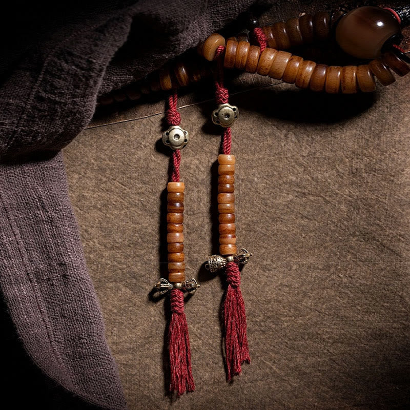 Bracelet Mala tibétain en os de yak, 108 perles
