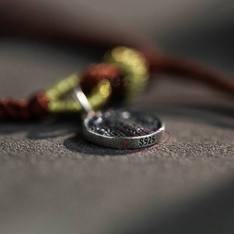 Five Directions Gods of Wealth 925 Silver Red String Bracelet