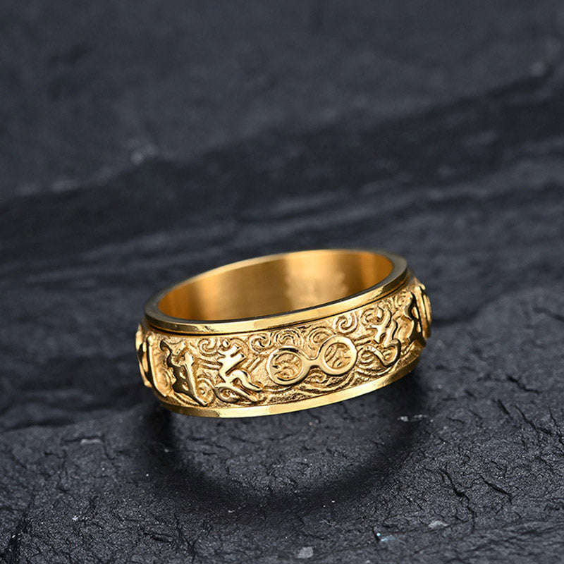 Bague Om Mani Padme Hum en acier titane de 8 mm pour l'équilibre et le calme