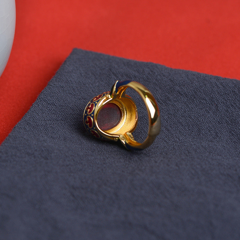 Bague courage réglable en argent et corindon rouge, bijou spirituel
