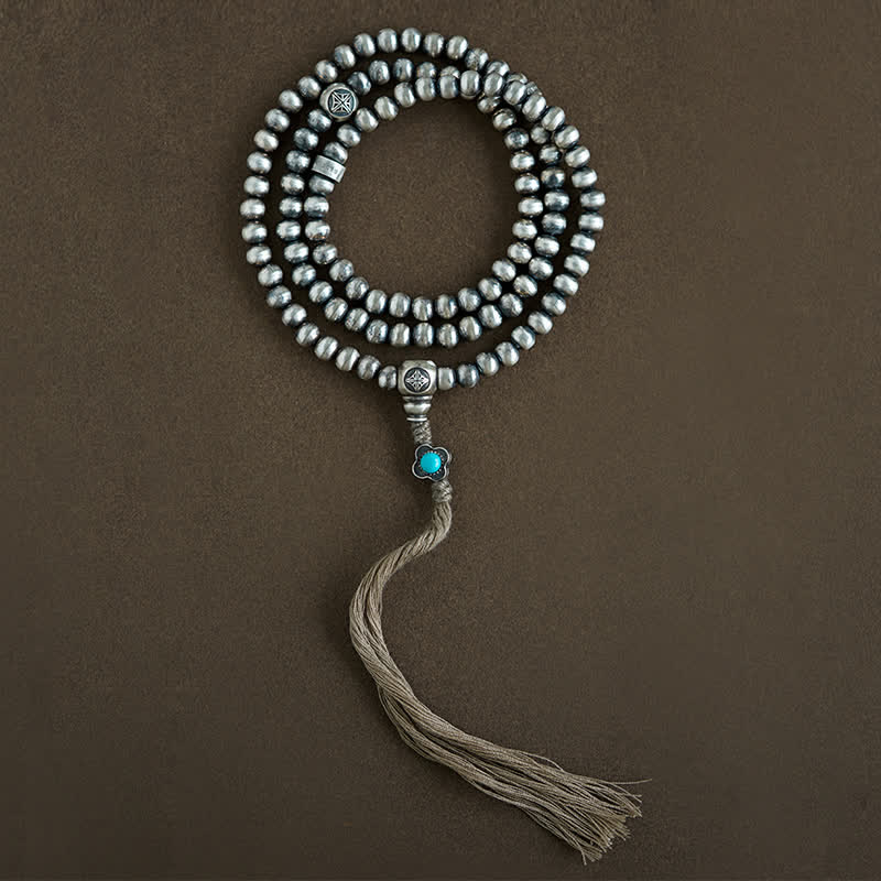 Bracelet de confiance en argent sterling avec 108 perles Mala et agate rouge turquoise