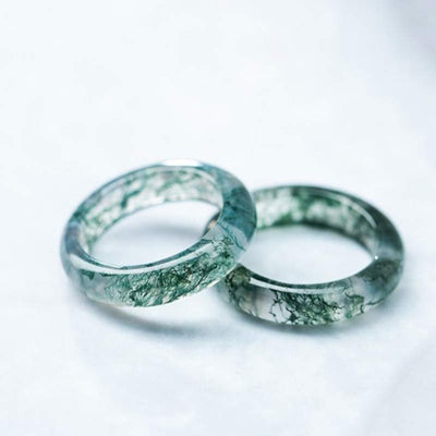 Bague d'équilibre et de guérison en agate mousse 18 mm, bijou spirituel unisexe