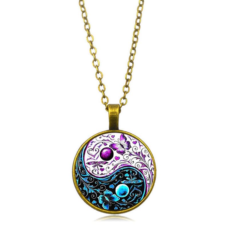 Collier pendentif équilibre Yin Yang en cuivre unisexe