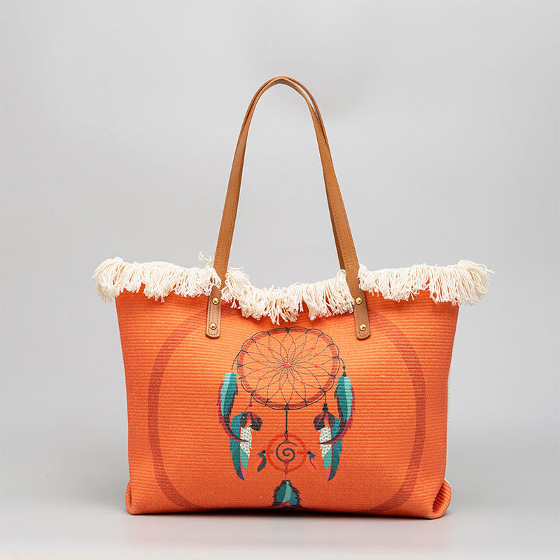 Sac fourre-tout en toile grande capacité motif mandala attrape-rêves
