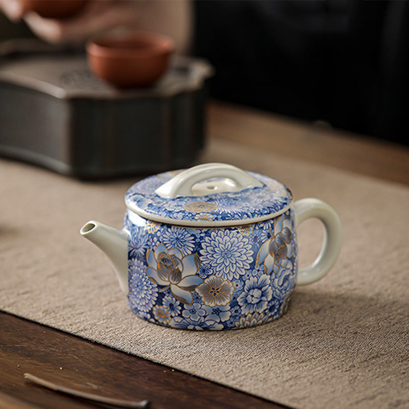 Ceramic Lotus Chrysanthemum Tea Cup Set with Teapot 140ml