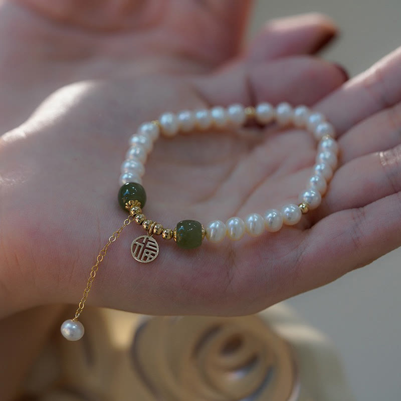 Bracelet en perles de jade Hetian pour le bonheur et la sagesse
