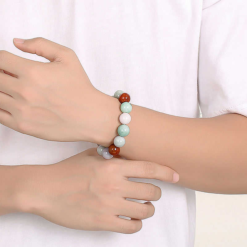 Bracelet de protection et de guérison en jade naturel avec 15 perles
