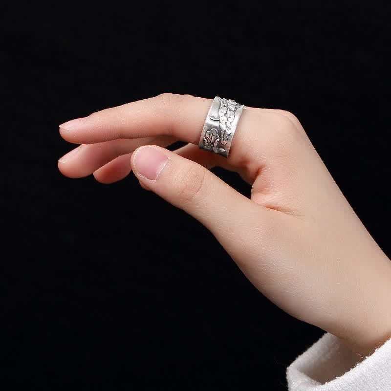 Bague porte-bonheur en argent sterling avec poisson koï, réglable, 12 mm