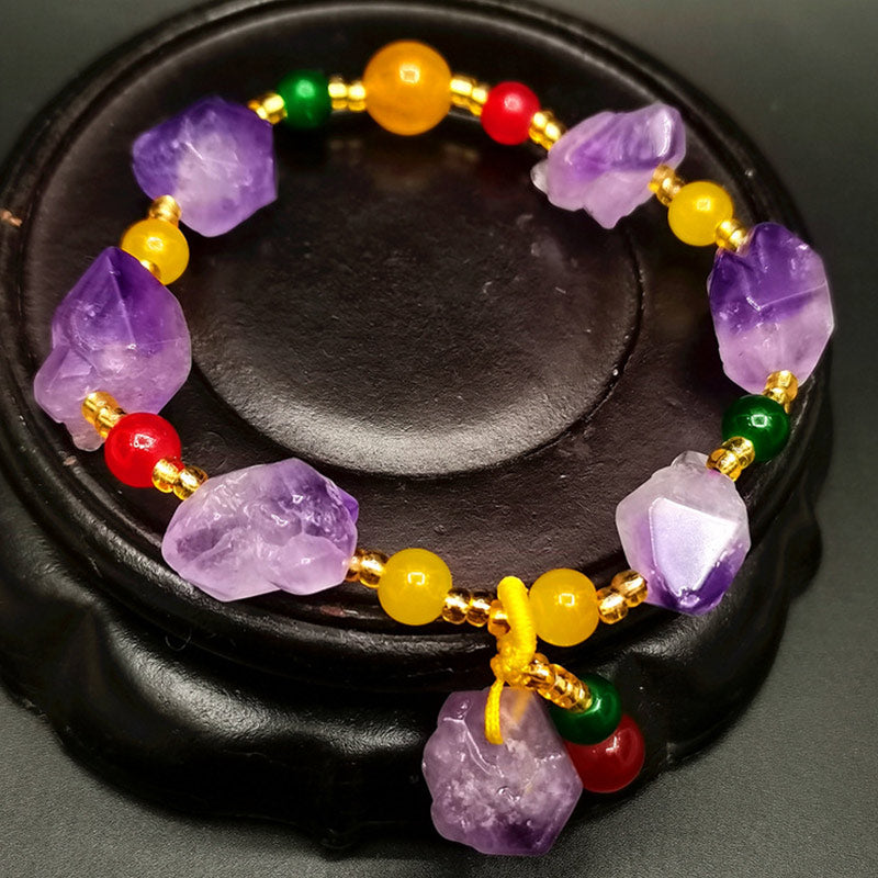 Amethyst Fortune Healing Bracelet with 15-20mm Crystals