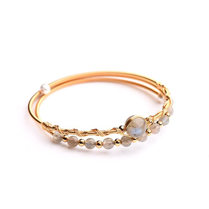 Bracelet d'amour en pierre de lune pour le calme et la guérison en métal de qualité supérieure 15-20 cm
