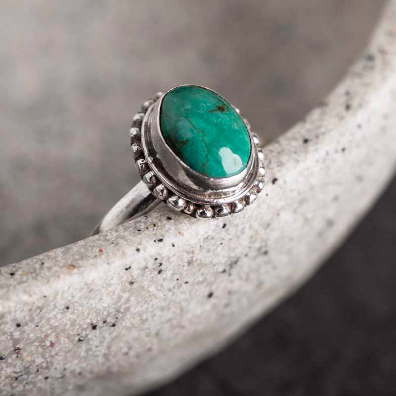 Bague turquoise ajustable en argent sterling 925 Sagesse