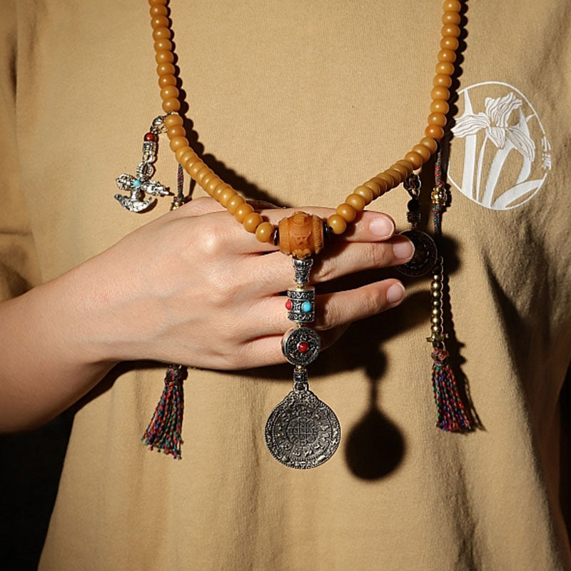 Bracelet Mala Bodhi Seed 108 perles de 9 mm pour la richesse