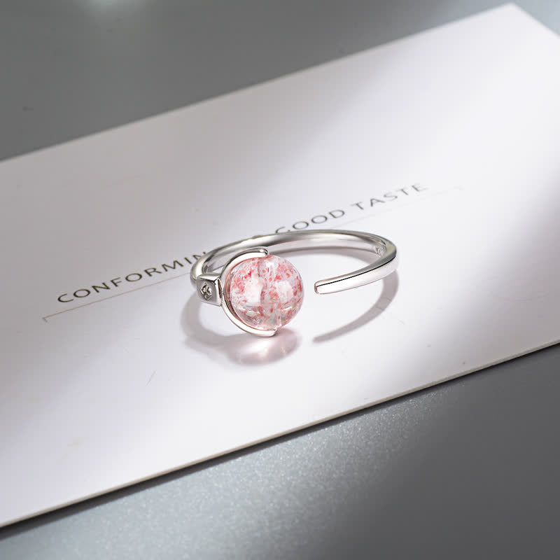 Bague apaisante en cristal rose de 6 mm favorisant l'amour-propre