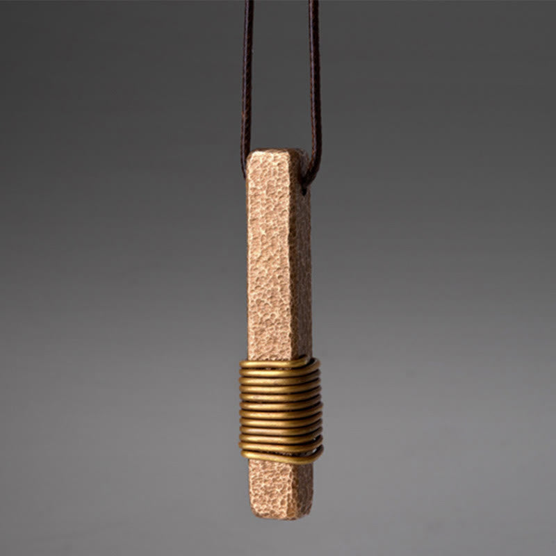 Collier de richesse texturé vintage en cuivre pour la chance spirituelle