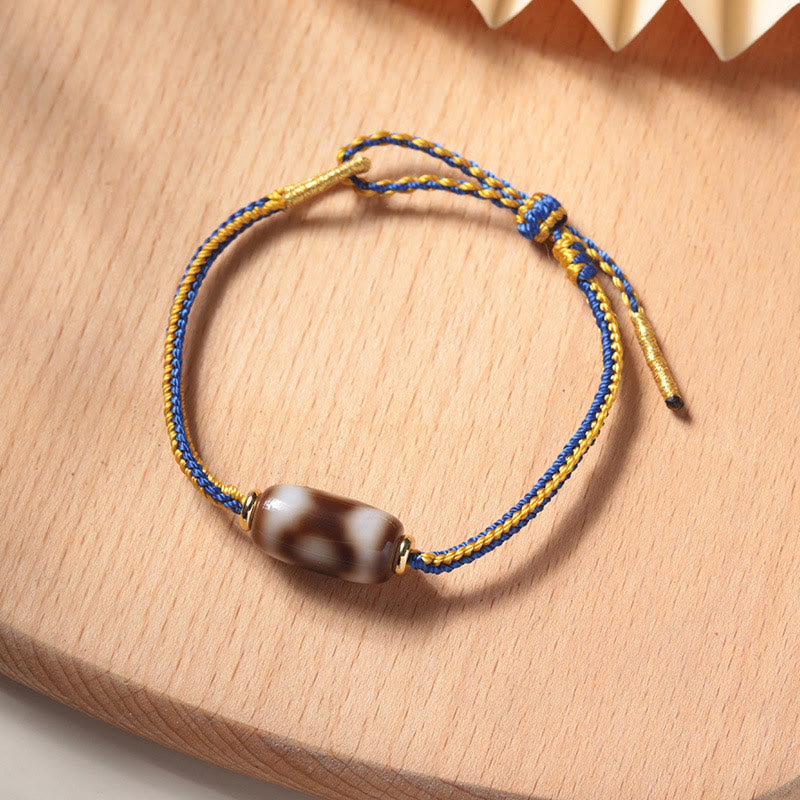 Three-eyed Dzi Bead Spiritual Bracelet for Luck & Happiness