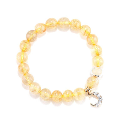 Bracelet porte-bonheur lune en citrine 8 mm