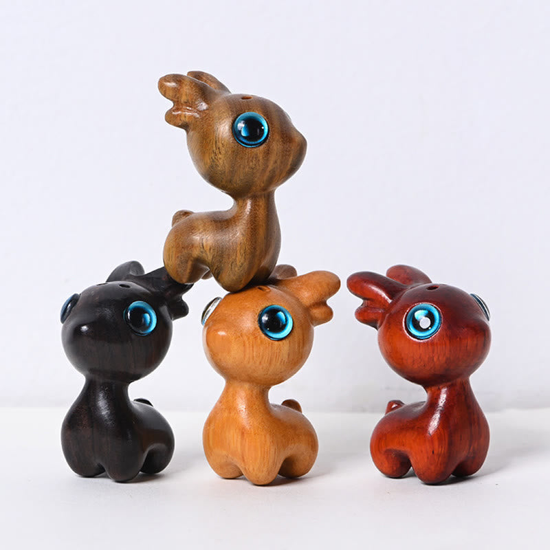 Figurine de protection en bois de santal, mini cerf porte-bonheur, petite taille, 3,6 cm