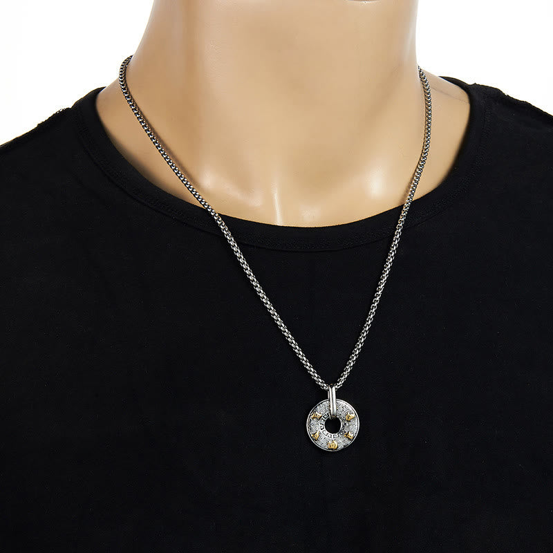 Collier Om Mani Padme Hum | Pendentif boucle de paix en acier titane