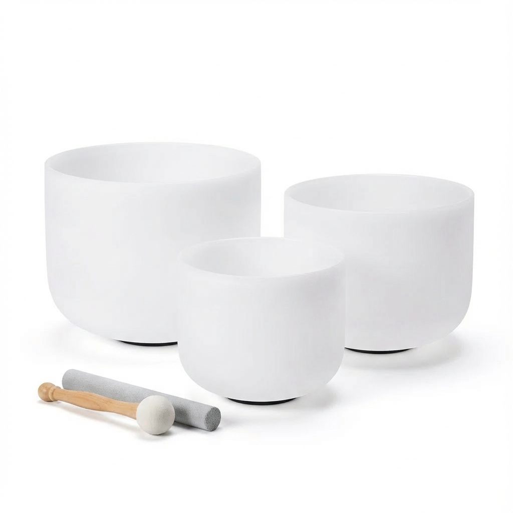 Ensemble de bols chantants en cristal de quartz de 6, 8 et 10 pouces pour bain sonore