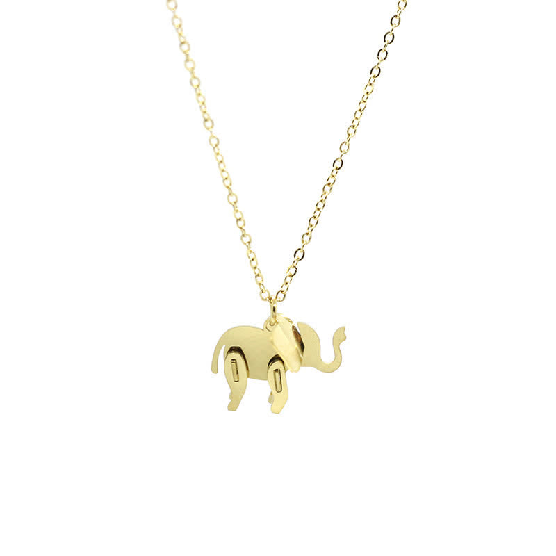 Collier porte-bonheur en acier titane éléphant pour la force et la sagesse