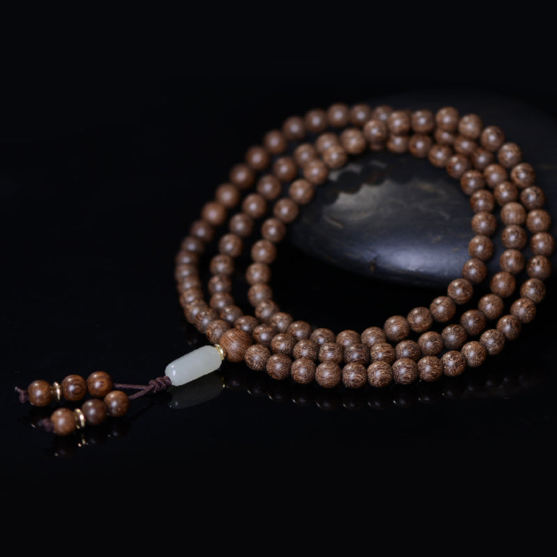 8mm Rosewood Jade Calm Mala Bracelet for Prosperity