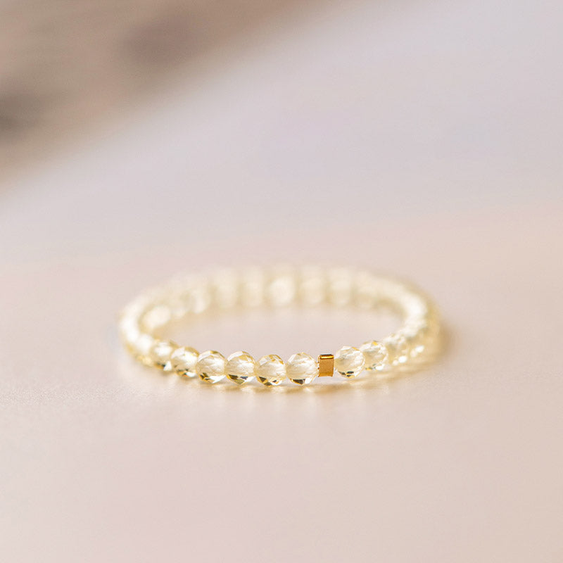 Bague en or citrine naturelle Prospérité et bonheur plaquée 14 carats