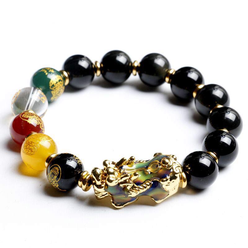 10mm Obsidian Pixiu Wealth Bracelet Five Elements