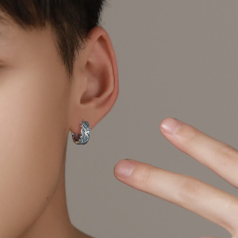 Boucles d'oreilles spirituelles en cuivre à motif d'arêtes de poisson pour la richesse et la chance