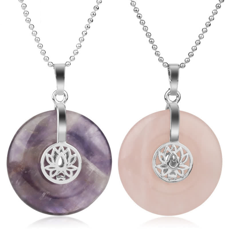 Collier de guérison en cristal d'améthyste rose lotus