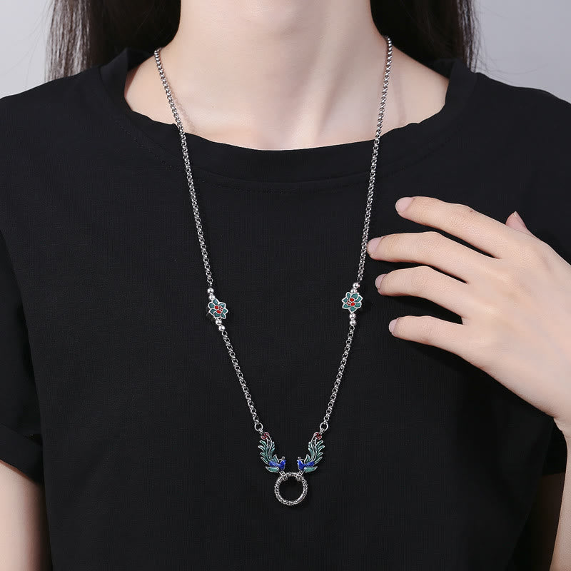 Collier Phénix et Lotus en Cuivre pour la Chance et la Protection