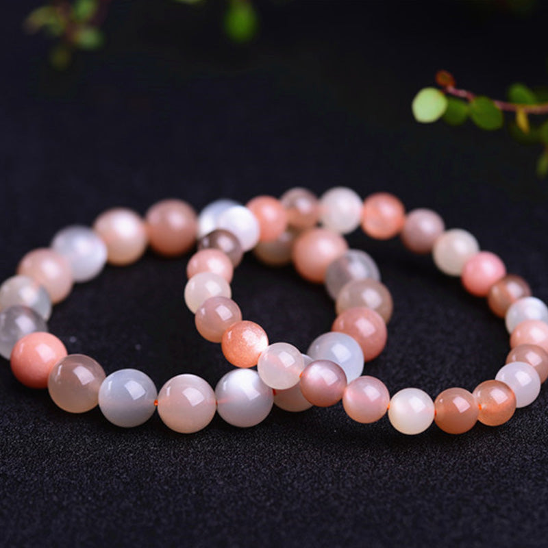 Bracelet de richesse en pierre de lune de 8 mm pour une énergie positive