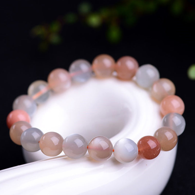 Bracelet de richesse en pierre de lune de 8 mm pour une énergie positive