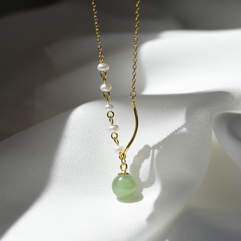 Collier de perles de jade Hetian naturelles porte-bonheur pour la prospérité