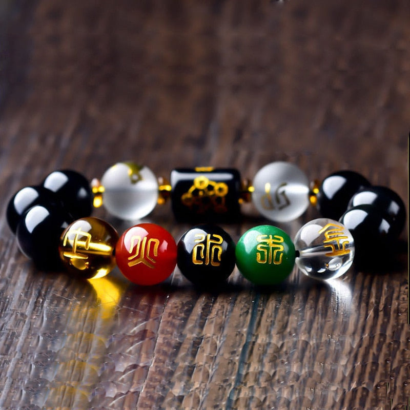 Bracelet Feng Shui en obsidienne