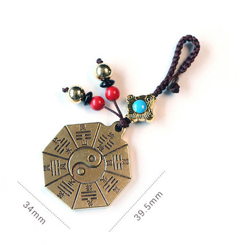 Feng Shui Yin Yang Bagua Balance Porte-clés Cuivre Laiton