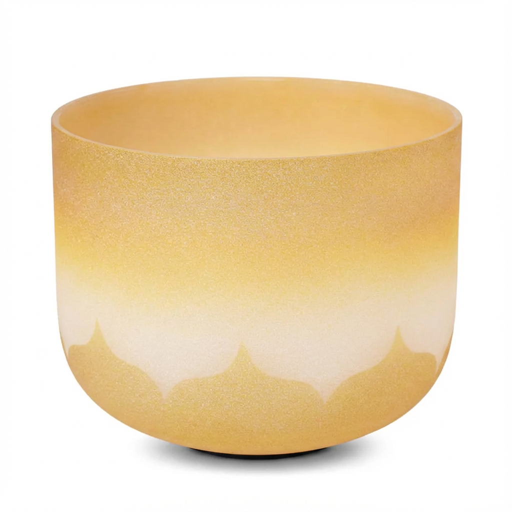 Bol chantant en cristal à motif de lotus doré de 8 po