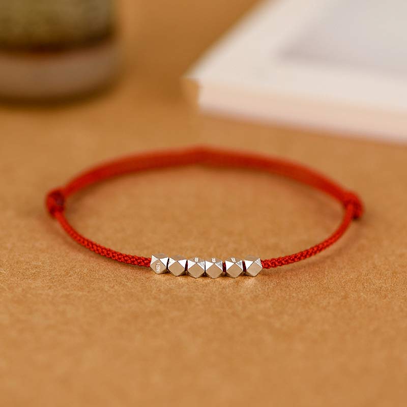 Bracelet de cheville tressé en argent sterling 925 avec cordon rouge pour la protection
