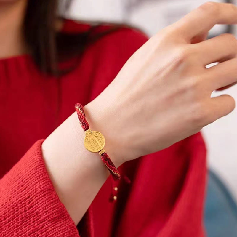 Bracelet de protection en fil rouge des Dieux de la richesse des Cinq Directions