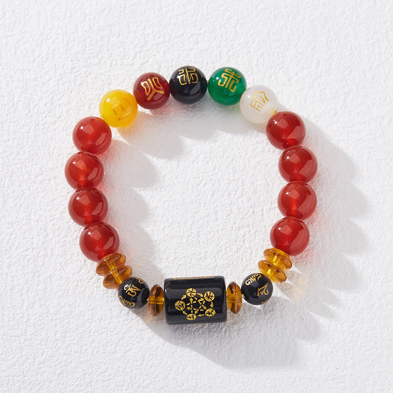 Bracelet en agate onyx noire des cinq éléments pour la sagesse et la richesse